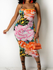 Robe dété à bretelles à imprimé floral Robe de plage longue jaune