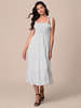 Robe dété à bretelles blanches et ceinture à pois Robe de plage en polyester