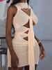 Robe dété à col bijou Robe longue de plage abricot clair