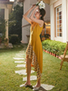 Robe dété à col bijou sans manches motif à pois Robe de plage jaune