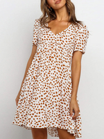Robe dété à col en V à manches courtes imprimée