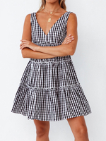 Robe dété à col en V surdimensionné à rayures noires Robe de plage courte
