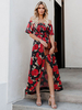 Robe dété à fleurs à manches courtes et à lépaule Maxi Dress