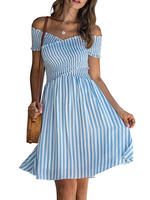 Robe dété à rayures et épaules dénudées