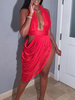 Robe dété avec bretelles et longue robe de plage rouge