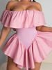 Robe dété Bateau Neck Magenta Long Beach Dress
