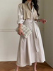 Robe dété blanc écru Col Turndown Robe de plage en polyester
