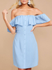 Robe dété bleue à volants et boutons à manches courtes et à lépaule
