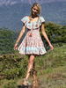 Robe dété Boho à imprimé floral et glands à manches courtes