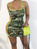 Robe dété bretelles col camouflage vert avocat longue robe de plage