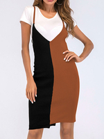 Robe dété bretelles col deux tons robe de plage kaki