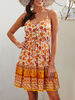 Robe dété bretelles col imprimé boutons jaune robe de plage courte
