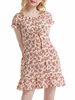 Robe dété col bijou imprimé dentelle jusquà lépaule ouverte robe de plage longueur genou bleu