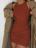 Robe dété col bijou longue robe de plage marron