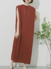 Robe dété Col Bijou Oversize Rouge Brique Robe de plage longue