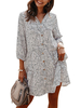 Robe dété courte col en V imprimé floral boutonné robe de plage
