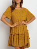 Robe dété Ditsy Floral manches courtes col bijou robe de plage