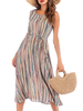 Robe dété en mousseline de soie à rayures et col bijou Femmes Robe de plage
