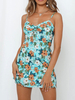 Robe dété fleurie Robe de plage courte dos nu avec cordon de serrage
