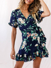 Robe dété florale à encolure en V et manches courtes