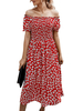Robe dété Imprimé floral Robe de plage en coton à épaules dénudées