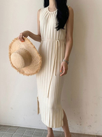 Robe dété Jewel Neck Coffee Brown Robe de plage longue
