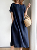 Robe dété Jewel Neck Dark Navy Robe de plage longue