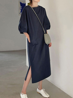 Robe dété Jewel Neck Dark Navy Robe de plage longue