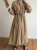 Robe dété Jewel Neck Lace up Kaki Robe de plage longue