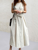 Robe dété Jewel Neck Light Abricot Robe de plage longue