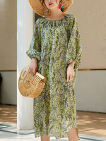 Robe dété Jewel Neck Vert Robe de plage longue