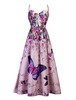Robe dété longue imprimée papillon à bretelles