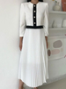 Robe dété Robe de plage blanche en polyester à col bijou