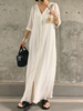 Robe dété Robe de plage blanche en polyester à col en V
