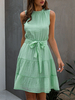 Robe dété Robe de plage en mousseline de soie à col bijou vert clair