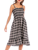 Robe dété Robe de plage en polyester à carreaux et bretelles noires