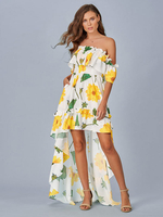 Robe dété Robe de plage en polyester à col bateau blanc