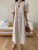 Robe dété Robe de plage en polyester à col en V abricot clair
