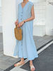 Robe dété Robe de plage en polyester bleu ciel clair à col en V
