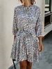 Robe dété Robe de plage en polyester léopard imprimée à col bijou bleu