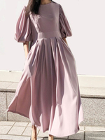 Robe dété Robe de plage en polyester rose clair à col bijou