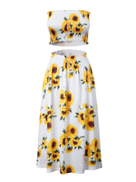 Robe dété Robe de plage en polyester sans bretelles tournesol jaune