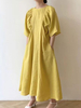 Robe dété Robe de plage plissée en polyester vert clair à col bijou