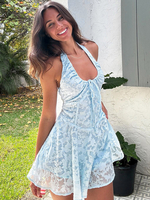 Robe dété sans manches à col licou robe courte chic pour femme