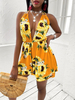 Robe dété Tournesol Halter Jaune Robe de plage en polyester à col en V