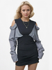 Robe découpée à blocs de couleurs col bijou rayée manches longues mini-robe moulante pour femmes 2025
