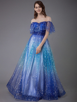 Robe de bal 2021 robe constellation tulle A-line col v Robe en dentelle à manches courtes longueur au sol