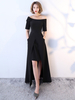 Robe de bal 2021 Robes longues Noir Asymétrique mi-manches robe de soirée formelle