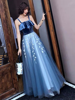 Robe de bal 2021 tulle une ligne bretelles longueur de la cheville dentelle feuille robes de soirée de bal