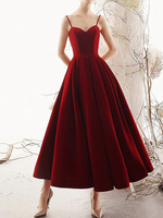 Robe de bal 2022 A-ligne chérie cou cheville longueur sans manches dos nu polyester robes de dîner formelles